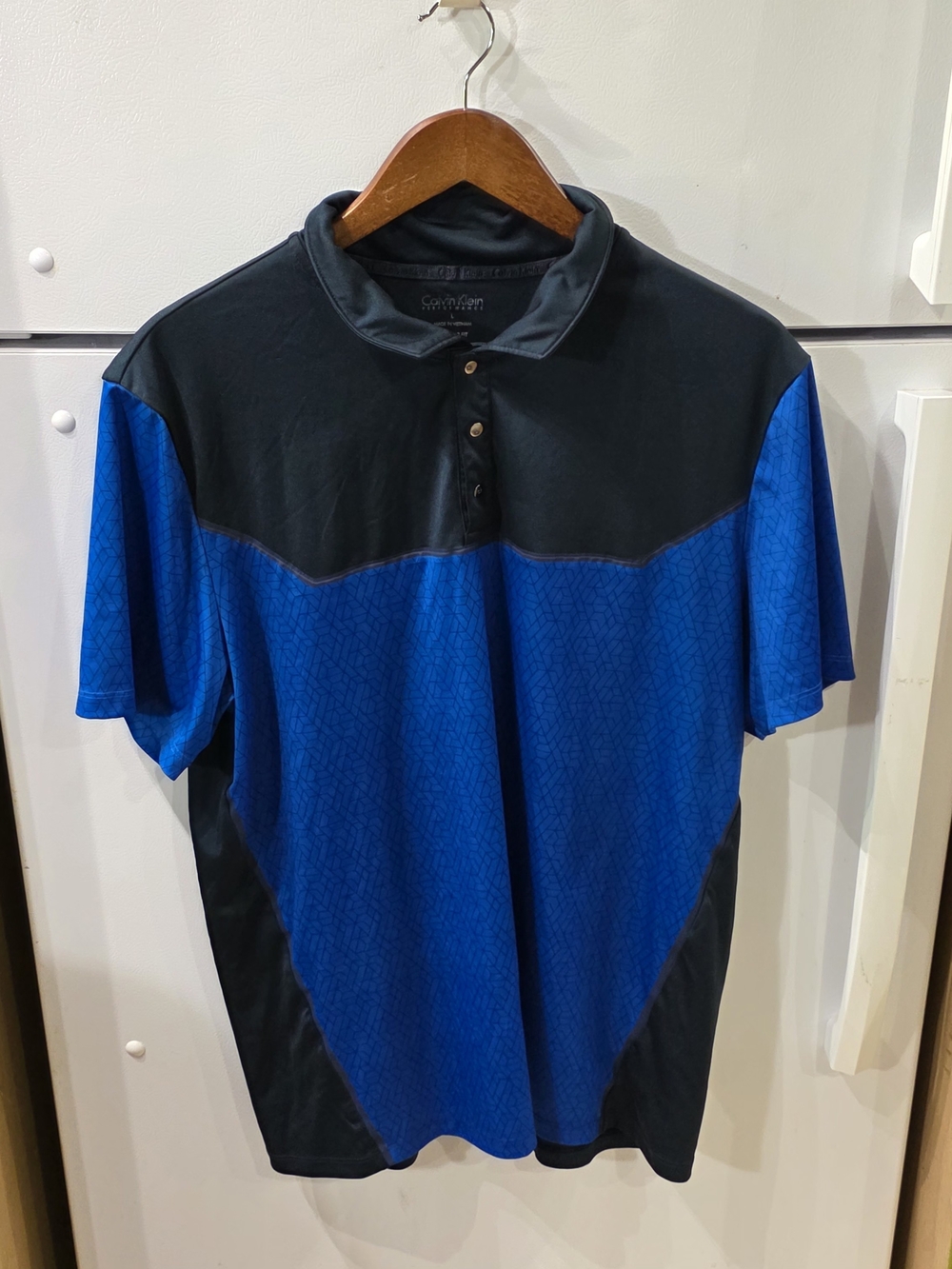 Calvin Klein Blue and Black Short Sleeve Polo